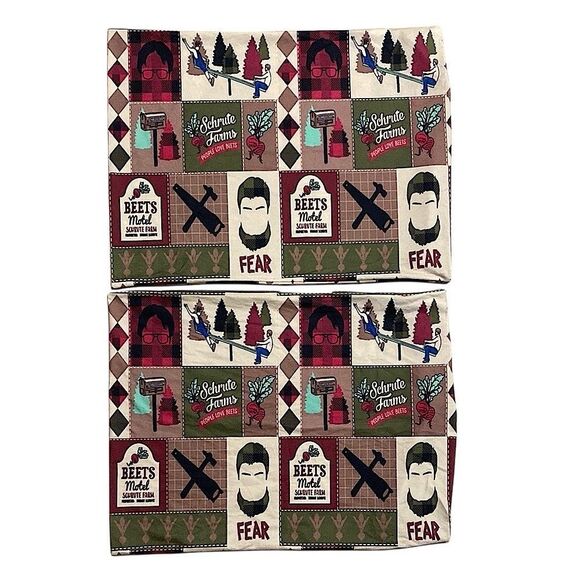 The Office Schrute Farms Pillowcases Set of 2 Dwight Fear Beets Motel 25x19.5 - Picture 1 of 15